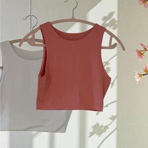 2 Tops White and Coral Sleeveless Women's Top